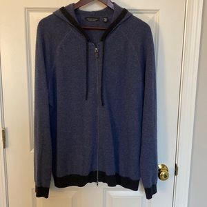 Men’s Saks Fifth Avenue zip up hooded cashmere sweater. Size large